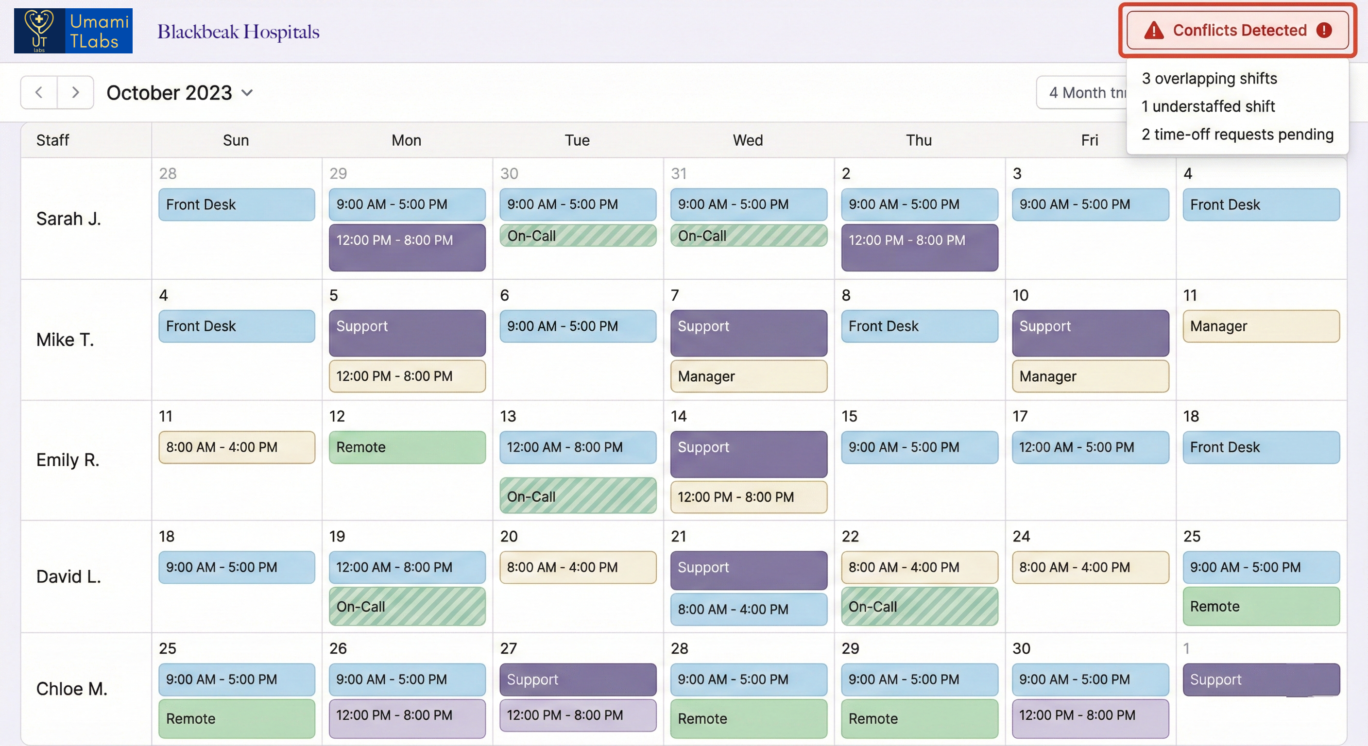 Staff Scheduling Interface